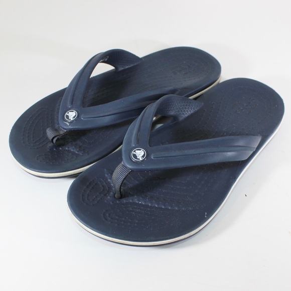 CROCS Boys Girls Juniors Navy Blue Flip Flop Slip On Slide Flop Sandals Size 2 - Picture 9 of 9